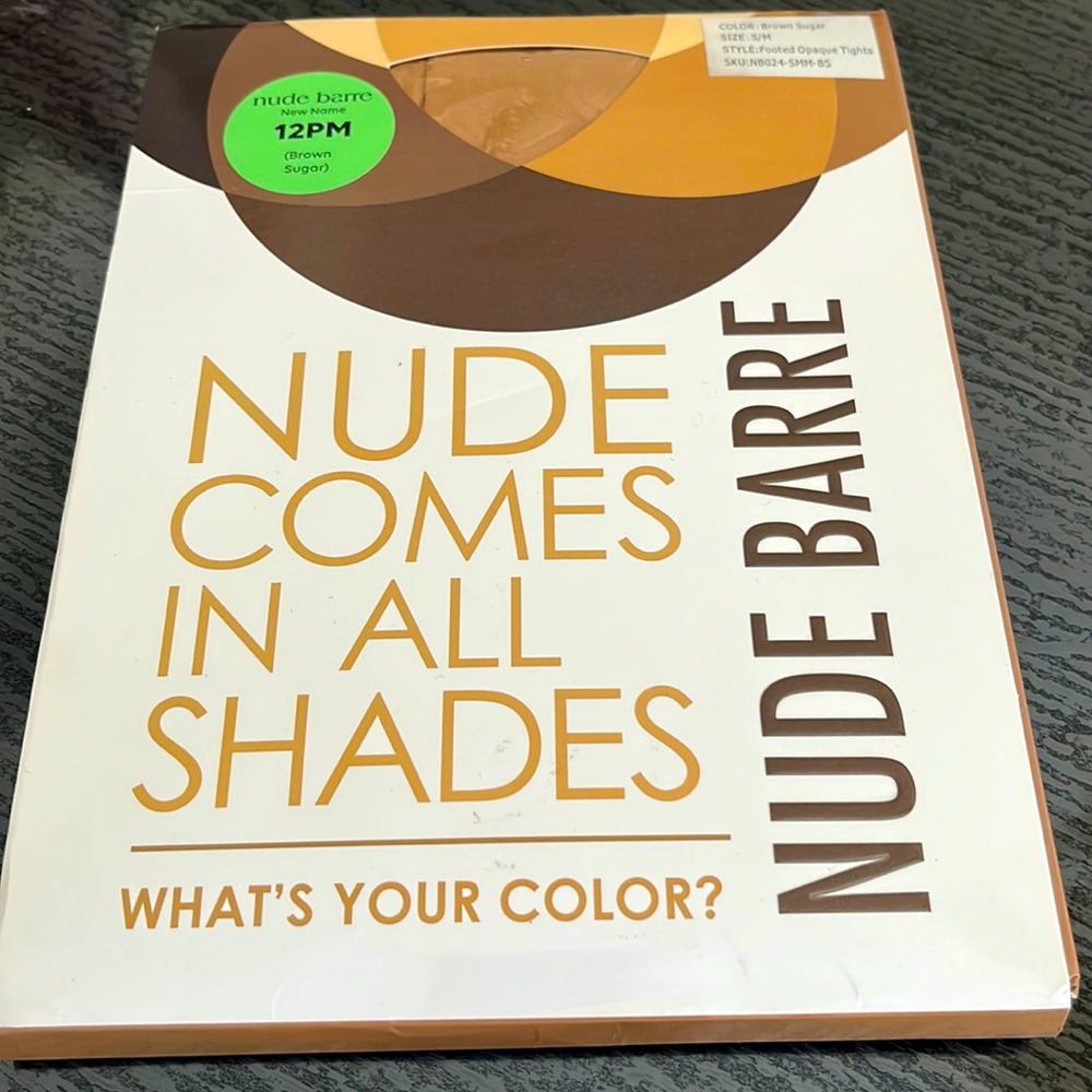 Nude Barre footed opaque tights in shade Brown Sugar. NIB.